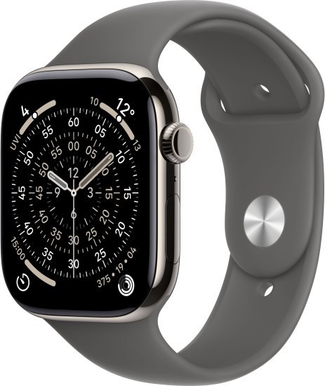 411421_b_1.jpg שעון חכם Apple Watch 46mm Series 11 GPS + Cellular צבע שעון Natural Titanium צבע רצועה Stone Gray Sport Band גודל רצועה M / L