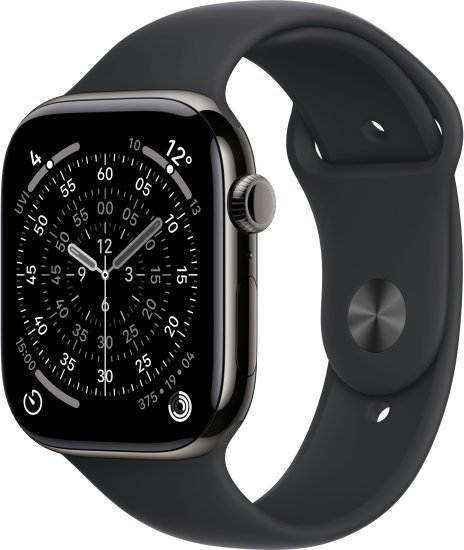 שעון חכם Apple Watch 46mm Series 11 GPS + Cellular צבע שעון Slate Titanium צבע רצועה Black Sport Band גודל רצועה S / M