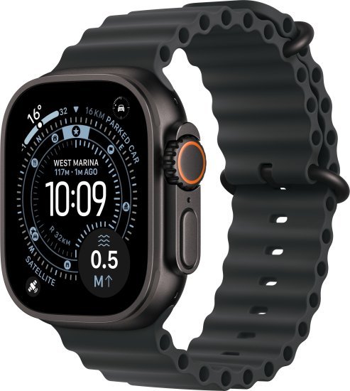 411651_b_1.jpg שעון חכם Apple Watch 49mm Ultra 3 GPS + Cellular צבע שעון Black Titanium צבע רצועה Black Ocean Band גודל רצועה One Size