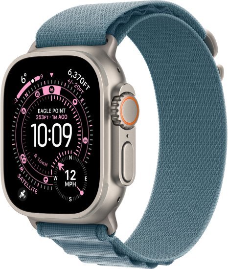 שעון חכם Apple Watch 49mm Ultra 3 GPS + Cellular צבע שעון Natural Titanium צבע רצועה Light Blue Alpine Loop גודל רצועה Large