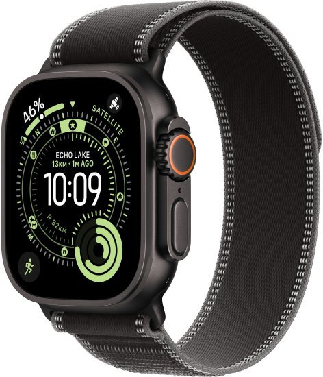 411783_b_1.jpg שעון חכם Apple Watch 49mm Ultra 3 GPS + Cellular צבע שעון Black Titanium צבע רצועה Black / Charcoal Trail Loop גודל רצועה M / L