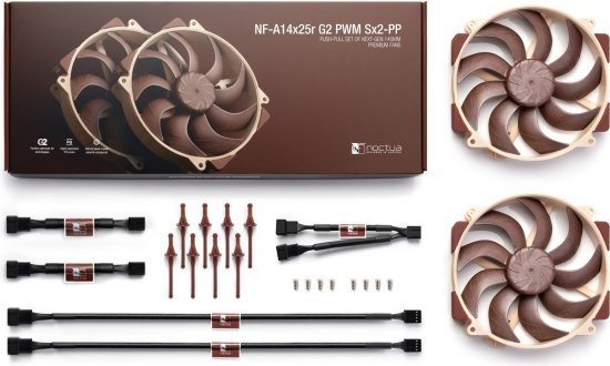 זוג מאווררים (מסגרת עגולה 105X105 מ"מ) למארז NF-A14x25r G2 PWM Sx2-PP מבית Noctua