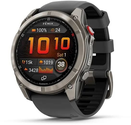 שעון חכם Garmin Fenix 8 Pro AMOLED Sapphire 51mm - צבע טיטניום עם רצועת סיליקון בצבע גרפיט / שחור - כולל תמיכה מלאה בעברית - אחריות יבואן רשמי על ידי רונלייט