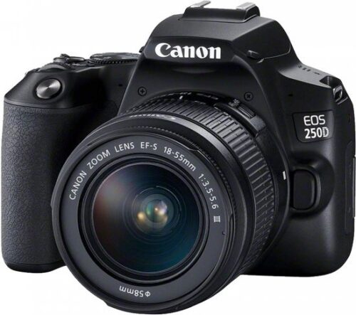 מציאון ועודפים - מצלמה דיגיטלית Canon EOS 250D DSLR - צבע שחור + עדשת EF-S 18-55mm f / 3.5-5.6 III