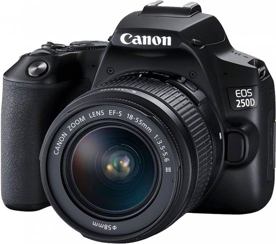 מציאון ועודפים - מצלמה דיגיטלית Canon EOS 250D DSLR - צבע שחור + עדשת EF-S 18-55mm f / 3.5-5.6 III