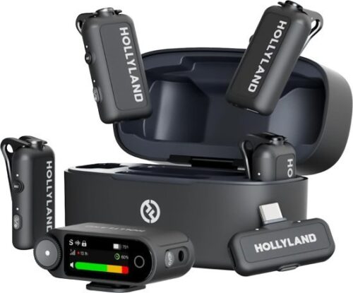 מערכת מיקרופון דש אלחוטית עם 4 משדרים, מקלט בעל חיבור Type-C ומקלט למצלמה Hollyland Lark Max 2 - גרסת Combo 4 Person