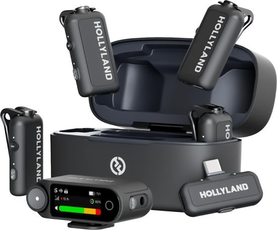 מערכת מיקרופון דש אלחוטית עם 4 משדרים, מקלט בעל חיבור Type-C ומקלט למצלמה Hollyland Lark Max 2 - גרסת Combo 4 Person