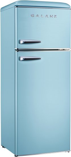 מקרר רטרו 2 דלתות מקפיא עליון 215 ליטר Galanz RDF-260-G-RT-BU De-Frost - צבע כחול