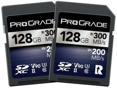 מארז 2 כרטיסי זיכרון בנפח 128GB כל אחד ProGrade Digital SDXC UHS-II V90 Iridium