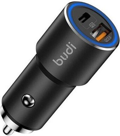 מטען רכב טעינה מהירה 38W בחיבור USB type-A+C ו-PD מבית Budi