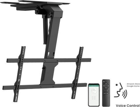 זרוע תקרה חשמלית למסכים בגודל עד ''86 עם שלט דגם ECL90A מבית EAZO - צבע שחור