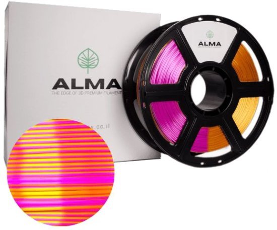 סליל הדפסה (פילמנט) 1.75 מ”מ / 1 ק”ג דגם PLA Silk מבית ALMA - צבע זהב / ורד (רוז)