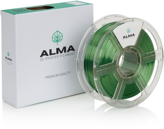 סליל הדפסה (פילמנט) 1.75 מ”מ / 1 ק”ג דגם PLA Silk מבית ALMA - צבע ירוק
