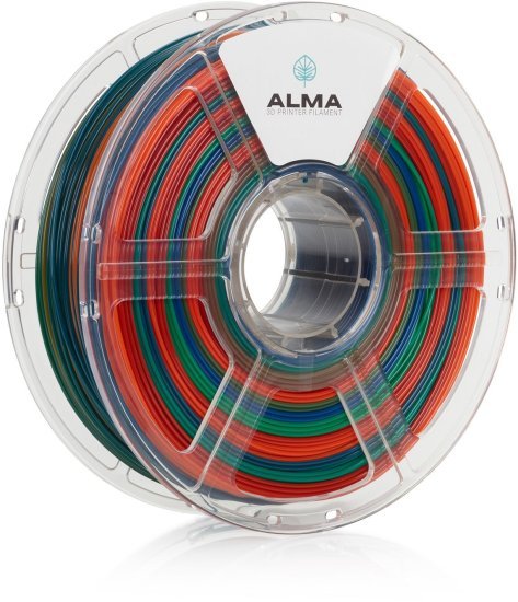 סליל הדפסה (פילמנט) 1.75 מ”מ / 1 ק”ג דגם PLA Rainbow מבית ALMA - צבע צבעוני (צהוב, ירוק, אדום, כחול)