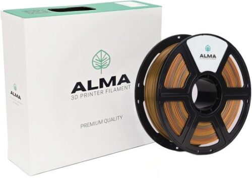 סליל הדפסה (פילמנט) 1.75 מ”מ / 1 ק”ג דגם PLA Rainbow Silk מבית ALMA - צבע Metal מטאלי צבעוני (צהוב, ירוק, אדום, כחול)