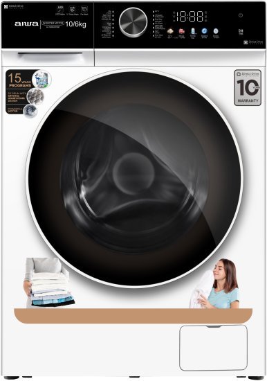 מכונת כביסה 10 ק''ג משולבת מייבש 6 ק''ג 1200 סל''ד Aiwa AI-10 / 6KGT800 - צבע לבן