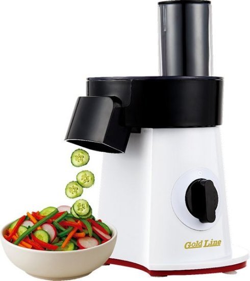 קוצץ ירקות חשמלי 200W דגם ATL-647 מבית Gold Line - צבע שחור ולבן