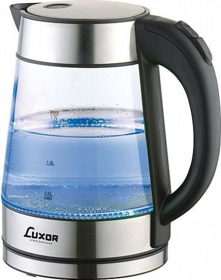 קומקום חשמלי 1.7 ליטר 2000W דגם HHB1702 מבית Luxor - צבע נירוסטה / שחור