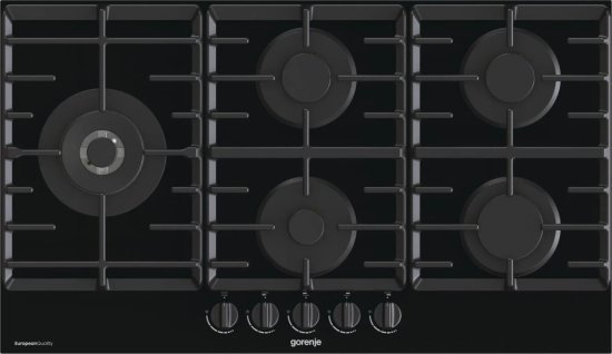 כיריים גז 5 להבות בישול 90 ס''מ דגם GCW951B מבית Gorenje - זכוכית שחורה