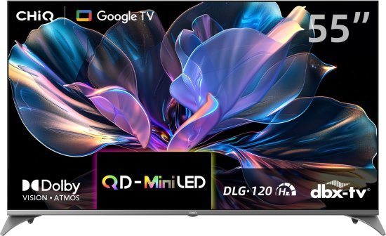 טלוויזיה חכמה ללא מסגרת 55 אינץ' Chiq 4K QD-Mini LED Google TV Dolby Audio M55QN9S