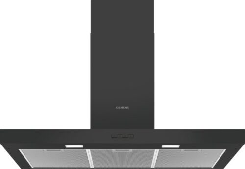 קולט אדים צמוד-קיר 90 ס''מ Siemens IQ100 LC96BBC60 - נירוסטה שחורה מוברשת - תוצרת גרמניה - אחריות יבואן רשמי BSH