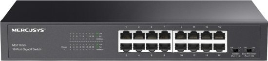 מתג שולחני ניתן להתקנה בארון תקשורת Mercusys MS116GS 16 Ports Gigabit