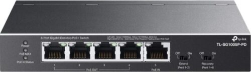 מתג שולחני TP-Link 5-Port Gigabit with 4-Port PoE+ TL-SG1005P-PD