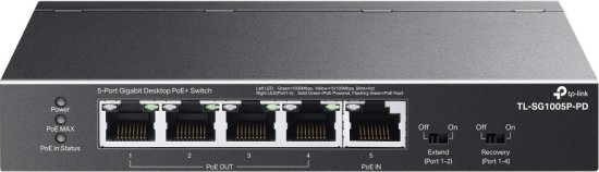מתג שולחני TP-Link 5-Port Gigabit with 4-Port PoE+ TL-SG1005P-PD