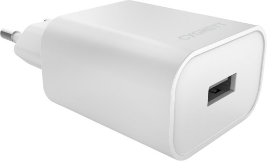 מטען קיר 18W עם כניסת USB-A וכבל טעינה USB-A ל-USB-C מבית Cygnett