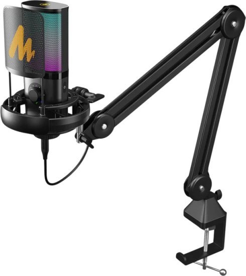 מיקרופון קונדנסר עם תאורת RGB כולל זרוע דגם PM450S מבית Maono - צבע שחור