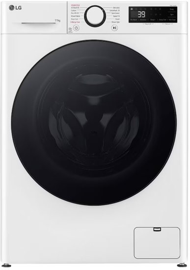 מכונת כביסה פתח חזית אינוורטר 11 ק''ג 1400 סל''ד LG WF11114WBB - צבע לבן / דלת שחורה