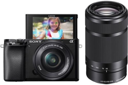 מצלמה דיגיטלית ללא מראה Sony Alpha 6100 APS-C Mirrorless צבע שחור + עדשת E PZ 16-50mm f / 3.5-5.6 OSS ועדשת E 55-210mm f / 4.5-6.3 OSS דגם ILCE-6100AXB