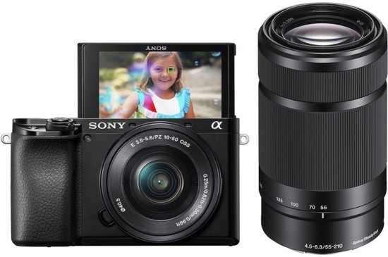 מצלמה דיגיטלית ללא מראה Sony Alpha 6100 APS-C Mirrorless צבע שחור + עדשת E PZ 16-50mm f / 3.5-5.6 OSS ועדשת E 55-210mm f / 4.5-6.3 OSS דגם ILCE-6100AXB