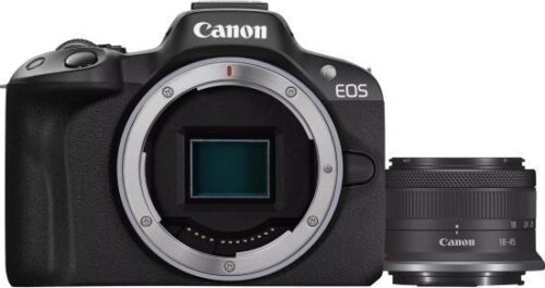 מצלמה דיגיטלית ללא מראה Canon EOS R50 - צבע שחור + עדשת RF-S 18-45mm F4.5-6.3 IS STM +  תיק נשיאה + כרטיס זיכרון 64GB