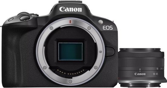 מצלמה דיגיטלית ללא מראה Canon EOS R50 - צבע שחור + עדשת RF-S 18-45mm F4.5-6.3 IS STM +  תיק נשיאה + כרטיס זיכרון 64GB