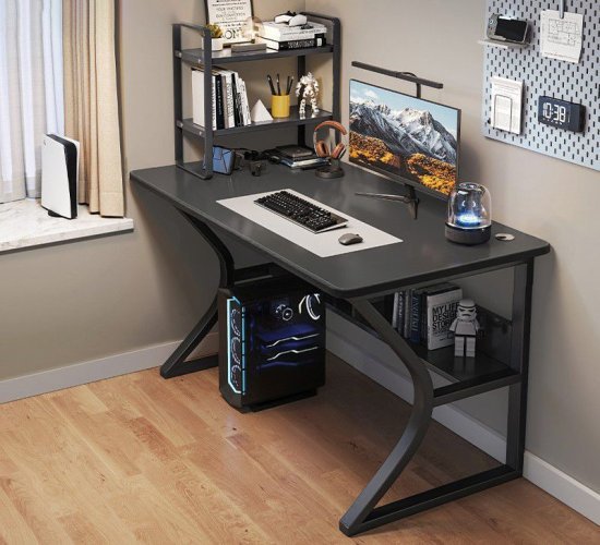 שולחן גיימינג ברוחב 100 ס''מ כולל מדף תחתון דגם RSM-2055 מבית Rosso Italy - צבע שחור