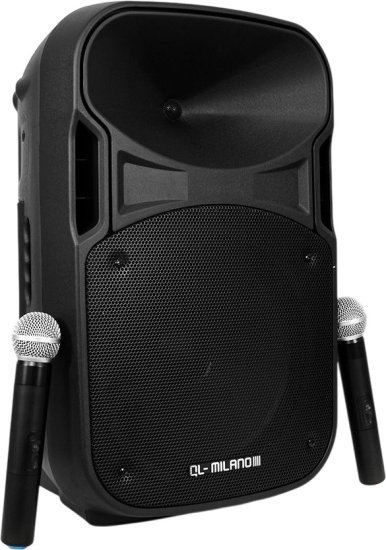 בידורית קריוקי ניידת 700W וופר 12 אינץ' + 2 מיקרופונים QL Milano QL710