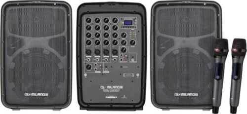 מערכת הגברה All-In-One ניידת + 2 מיקרופונים QL Milano Combo 2080 400+400W