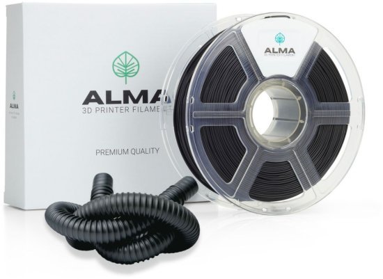 סליל הדפסה (פילמנט) 1.75 מ”מ / 1 ק”ג דגם TPE FLEXIBLE מבית ALMA - צבע שחור - בעל אישור FDA