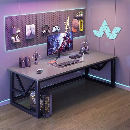 שולחן גיימינג ברוחב 140 ס''מ דגם RSM-3035 מבית Rosso Italy - צבע אפור / שחור