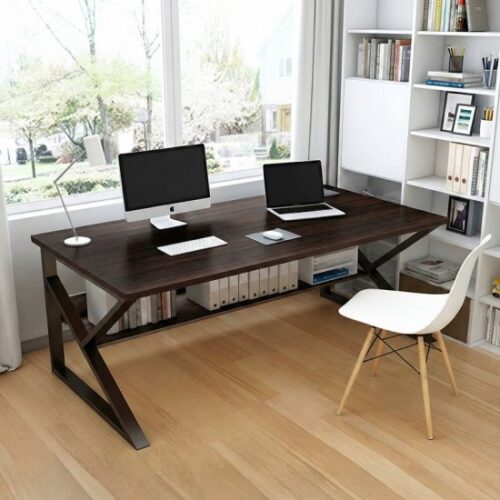 שולחן גיימינג ברוחב 100 ס''מ כולל מדף תחתון דגם RSM-3122 מבית Rosso Italy - צבע שחור / חום כהה