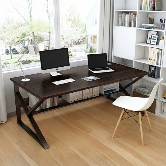 שולחן גיימינג ברוחב 100 ס''מ כולל מדף תחתון דגם RSM-3122 מבית Rosso Italy - צבע שחור / חום כהה