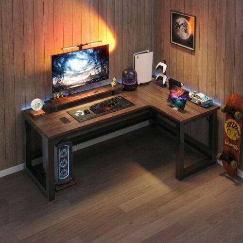 435996_b_1.jpg שולחן גיימינג פינתי ימין ברוחב 140 ס''מ דגם RSM-3131 מבית Rosso Italy - צבע עץ כהה / שחור