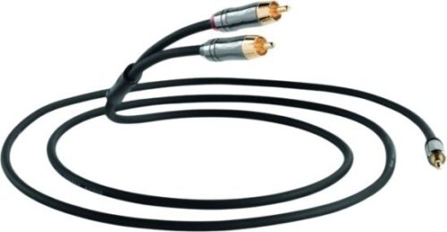 כבל אודיו אנלוגי (3.5 מ''מ ל-2x RCA) J2P Graphite סדרת Performance מבית QED - אורך 1.5 מטר