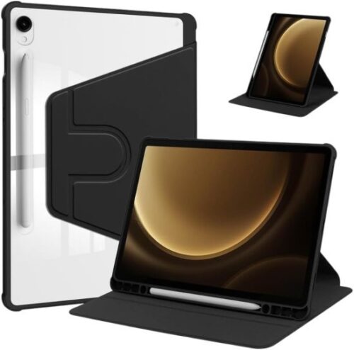 כיסוי מעמד Premium 360 Leather ל-+Samsung Galaxy Tab S9+ / S9 FE+ / S10 - צבע שחור