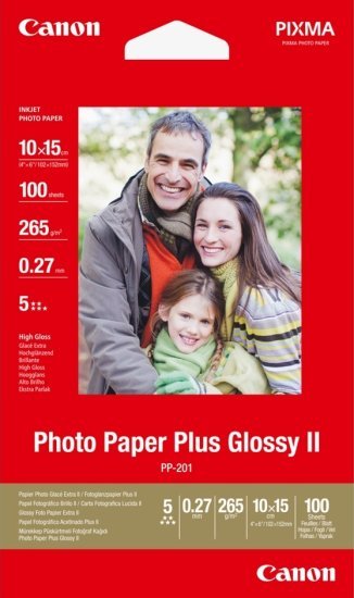 מארז 100 ניירות הדפסה 10x15 ס''מ / 4x6 אינץ' Canon (PP-201) Photo Paper Glossy II