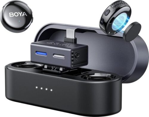 מערכת מיקרופון דש אלחוטית Boya BOYALINK 3 עם 2 משדרים ומקלט Type-C - מופעלת על ידי AI