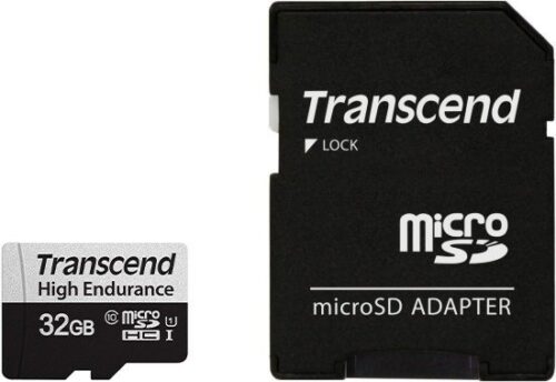 כרטיס זכרון Transcend USD350V Micro SDHC UHS-I U1 C-10 TS32GUSD350V - נפח 32GB - כולל מתאם ל-SD