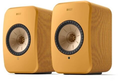זוג רמקולים מדפיים אלחוטיים ומוגברים KEF LSX II HiFi - צבע Amber Haze