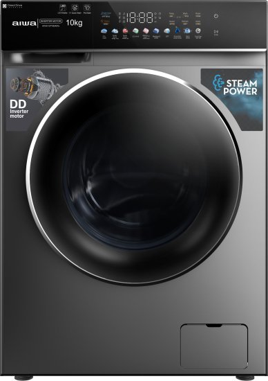 מכונת כביסה אינוורטר פתח חזית 10 ק''ג 1400 סל''ד Aiwa AI100-127T2DA07e-INOX - צבע אפור